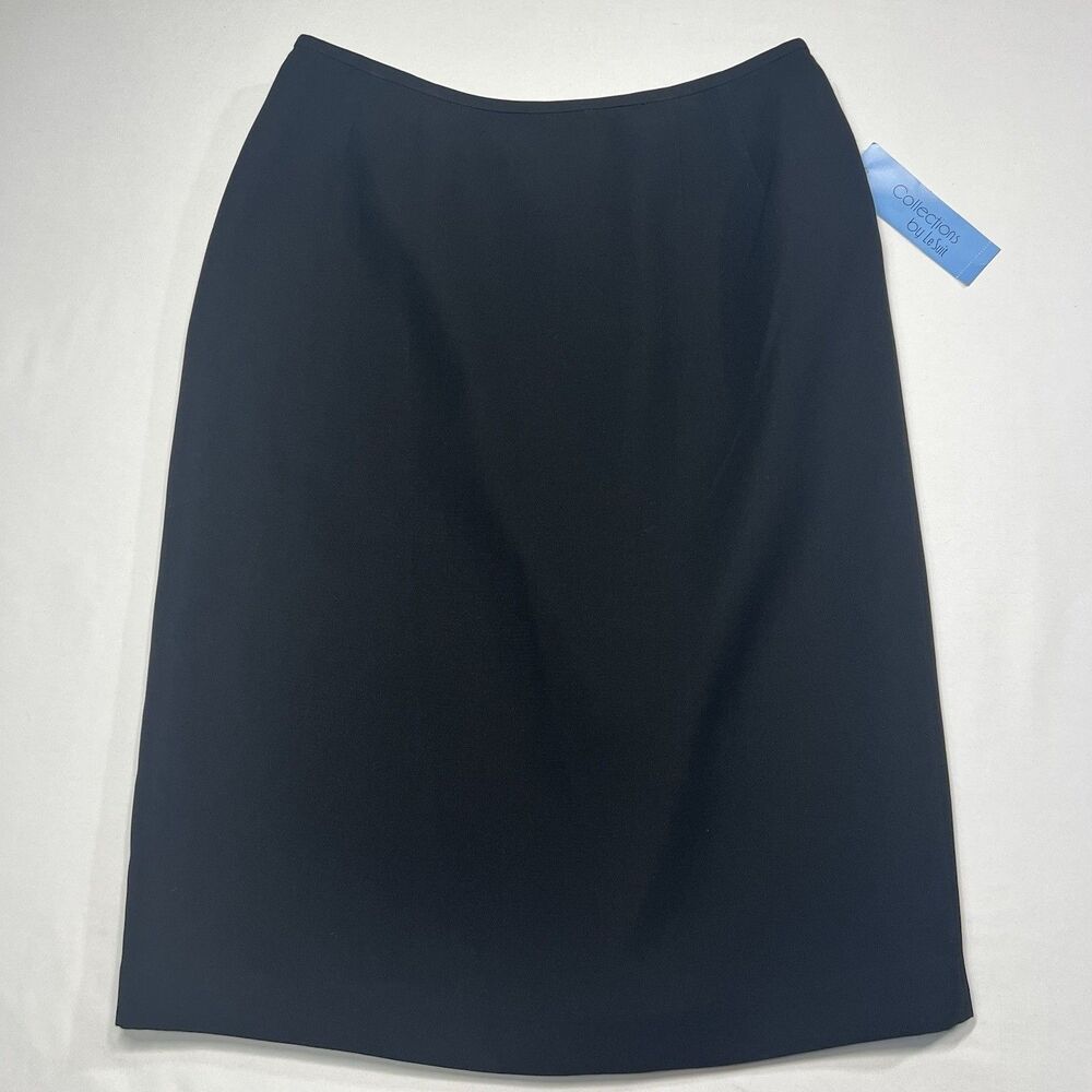 Collections by Le Suit Black Pencil Skirt Womens Size 8 NWT Lined Back Slit Work